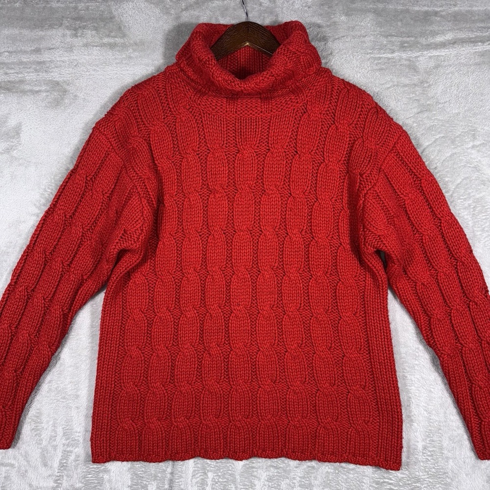 Willi Smith Ribbed Chunky Knit Turtleneck Sweater Pullover‎ Wool Italy Classic - Picture 2 of 8